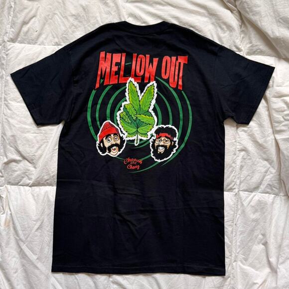 Cheech & chong graphic tee sz med black short sleeve casual skater hippie - Picture 1 of 8